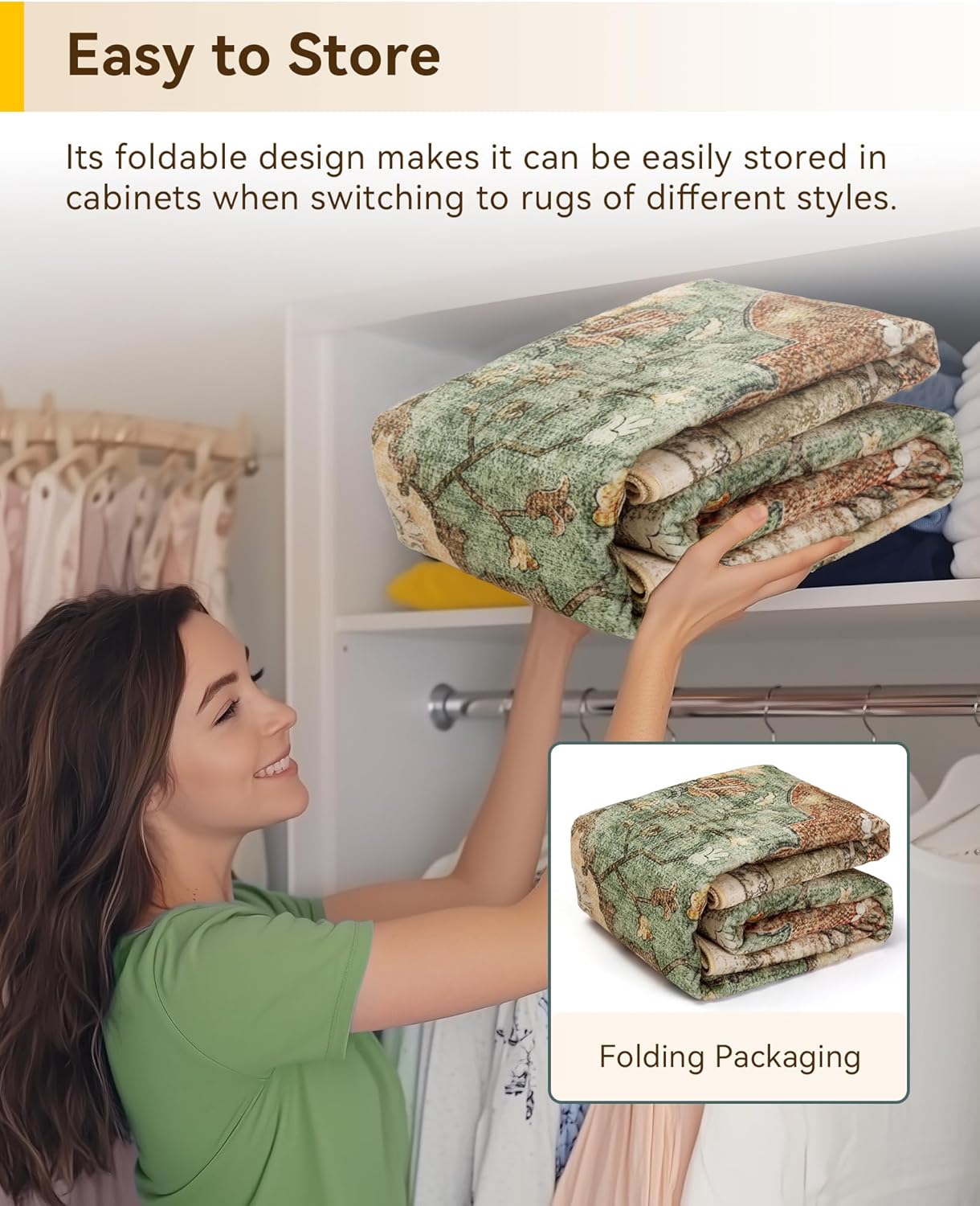 Area Rugs 5'x7' Washable Non-Slip, Floral Vintage Distress Print Pattern Medallion Carpet for Living Room Bedroom Dining Room, Brick Red Rust Neutral Brown Burnt Orange Green - Image 4