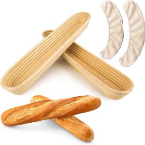 Bread Proofing Basket Sourdough Bread Baking Supplies Starter Kit Set (Baguette Baskets)